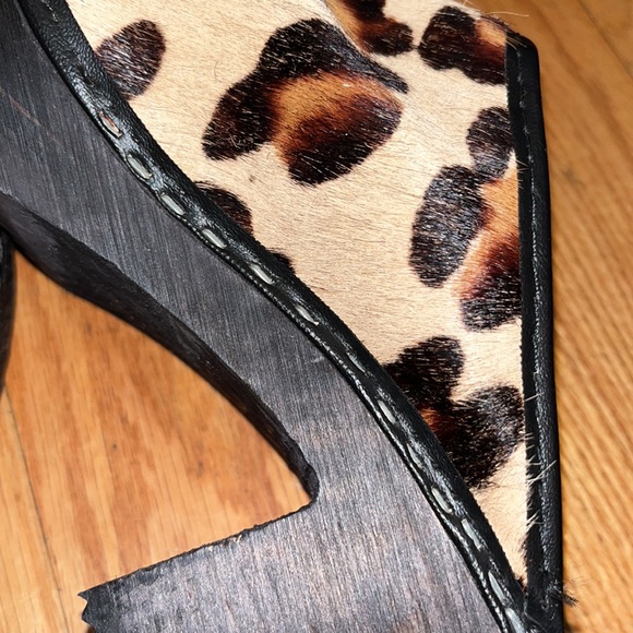 Tessa Clogs of Vail Pony Hair High Heel Leopard Print Clogs - Picture 10 of 12